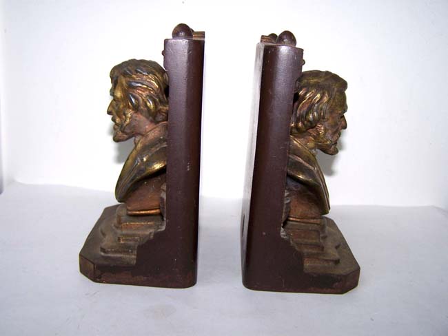 A nice pair of Antique Bookends depicting American Poet Henry Wadsworth Longfellow — image 2